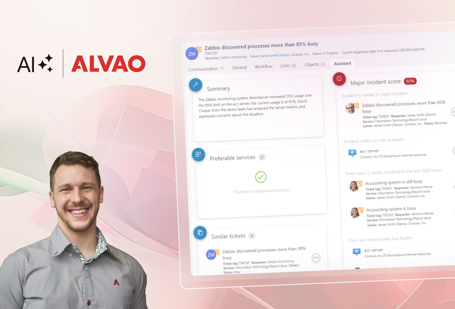 Filip Jandora, vývojář z ALVAO, uvádí webinář o AI v IT Service Managementu.